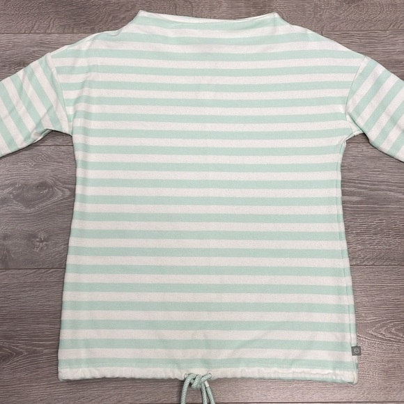 NWT T by Talbots Mint Green White Striped Mockneck Pullover Drawstring Hem XS - Picture 4 of 16